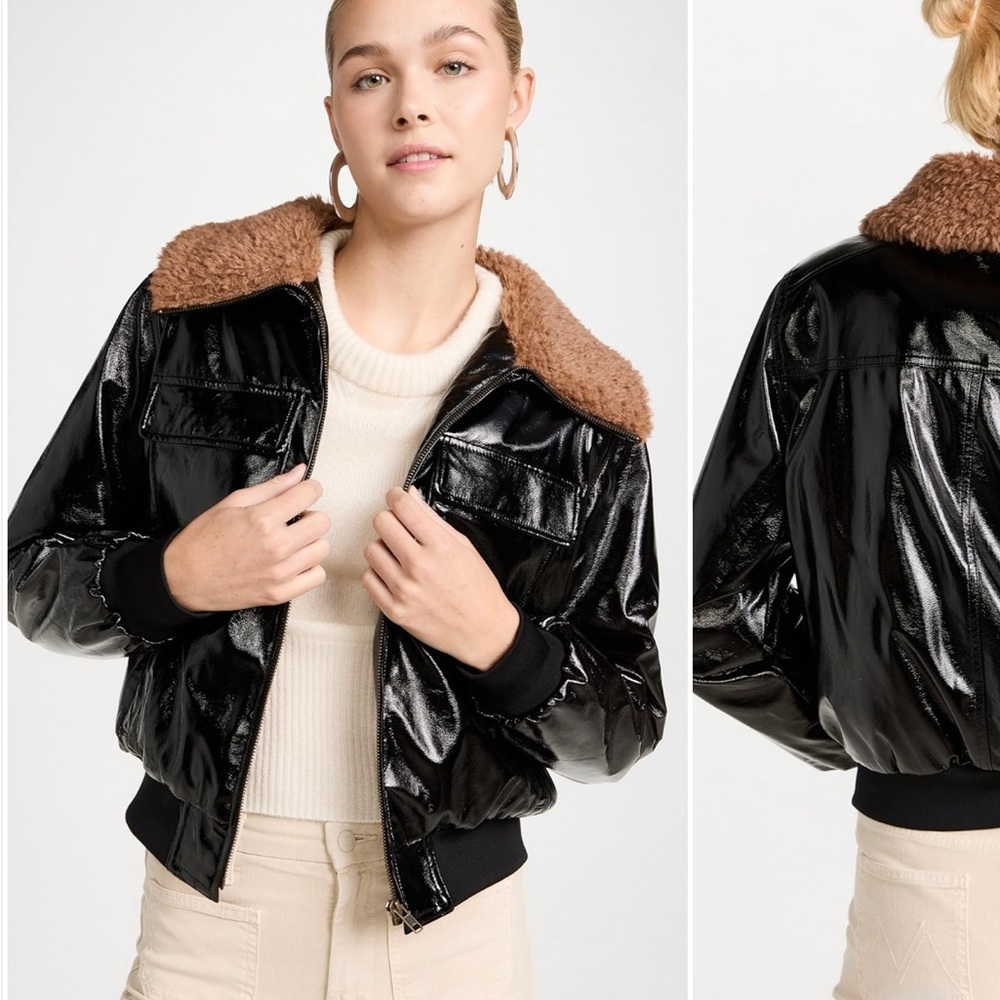 MOTHER Black patent leather jacket: The Pilot Jacket